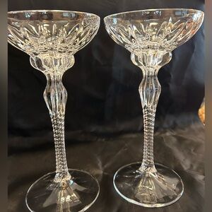 Lenox Crystal Candlesticks Taper Candle Holders Twisted Stem 8.25" Pair